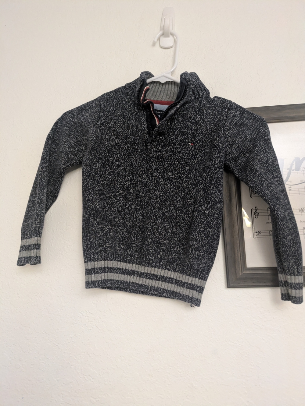 Tommy Hilfiger Navy Marled Half-Zip Pullover with Contrast Trim